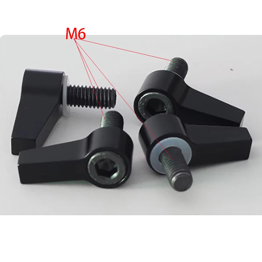 4x Đen Nhôm M6 Núm Vặn Ngón Tay Cái Vít L Hình Vít 15Mm Cần Đường Sắt Giàn Khoan Kẹp Hệ Thống Camera