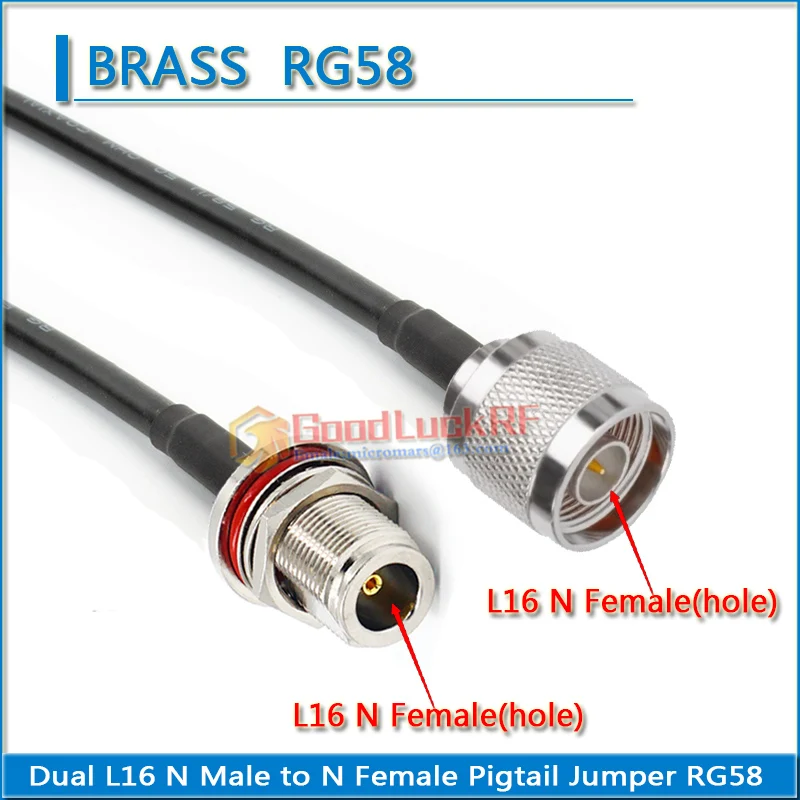 

L16 N Male to N Female Washer Nut N Female 4 hole Flange 25 * 25mm Pigtail Jumper RG58 RG-58 3D-FB RF Connector extend Cable