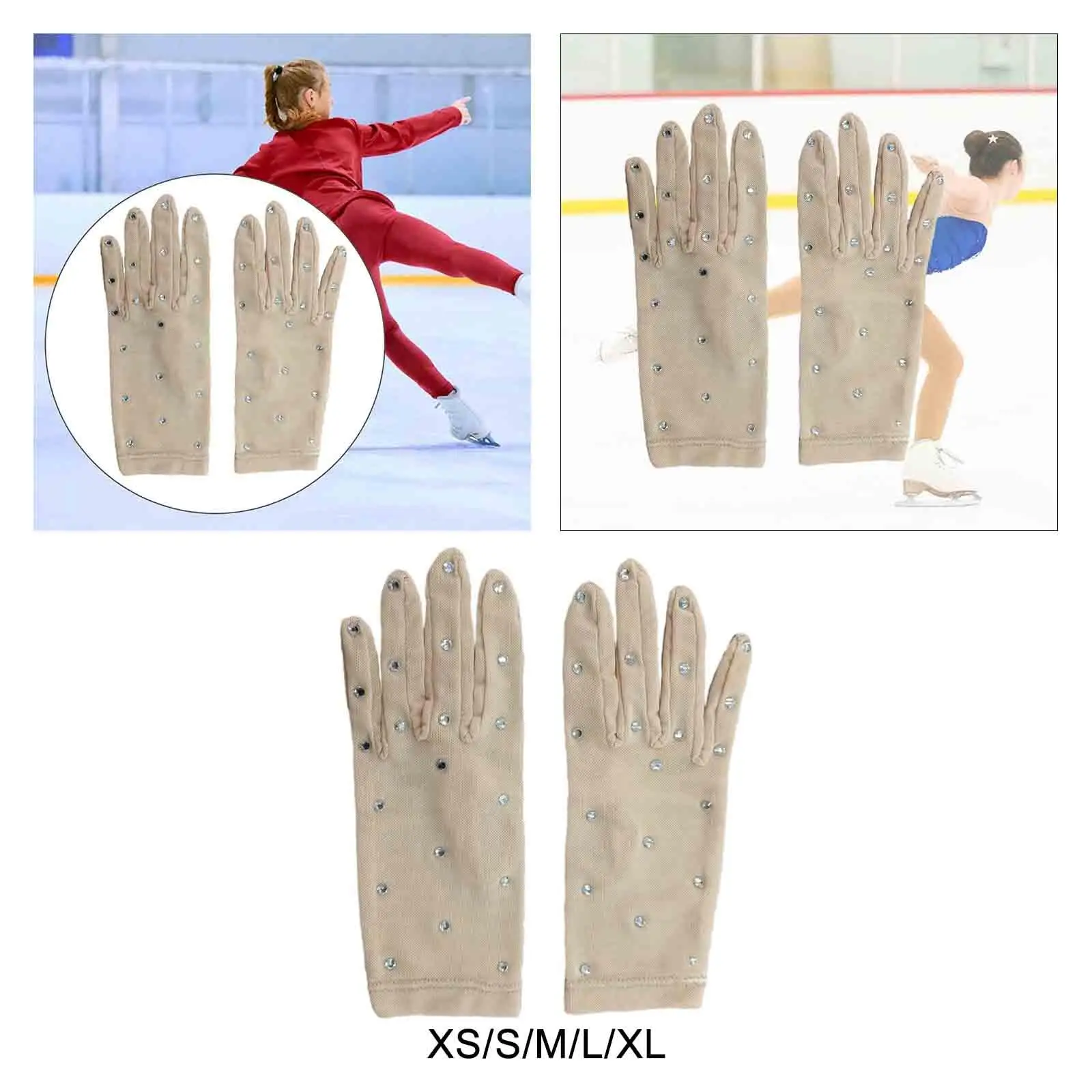 Ice Skating Gloves Elastic Skate Gloves for Competition Dance Show Training