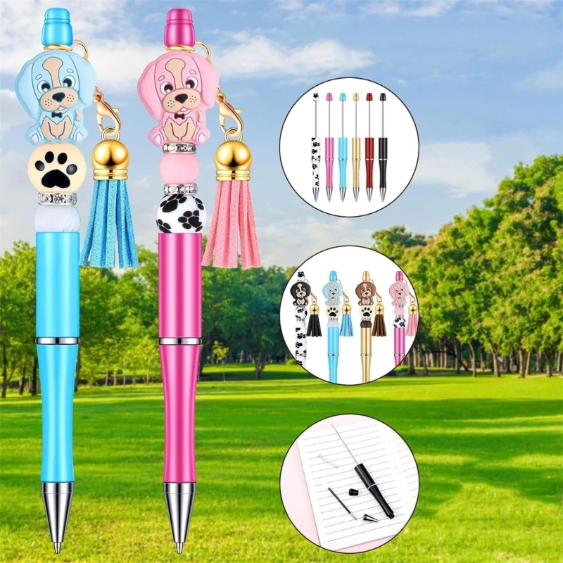 12x لتقوم بها بنفسك الخرز الأقلام صنع أطقم أقلام قابلة للخرز أطقم مع شرابات الكتابة القلم الحيوان أقلام حبر جاف اللوازم المكتبية