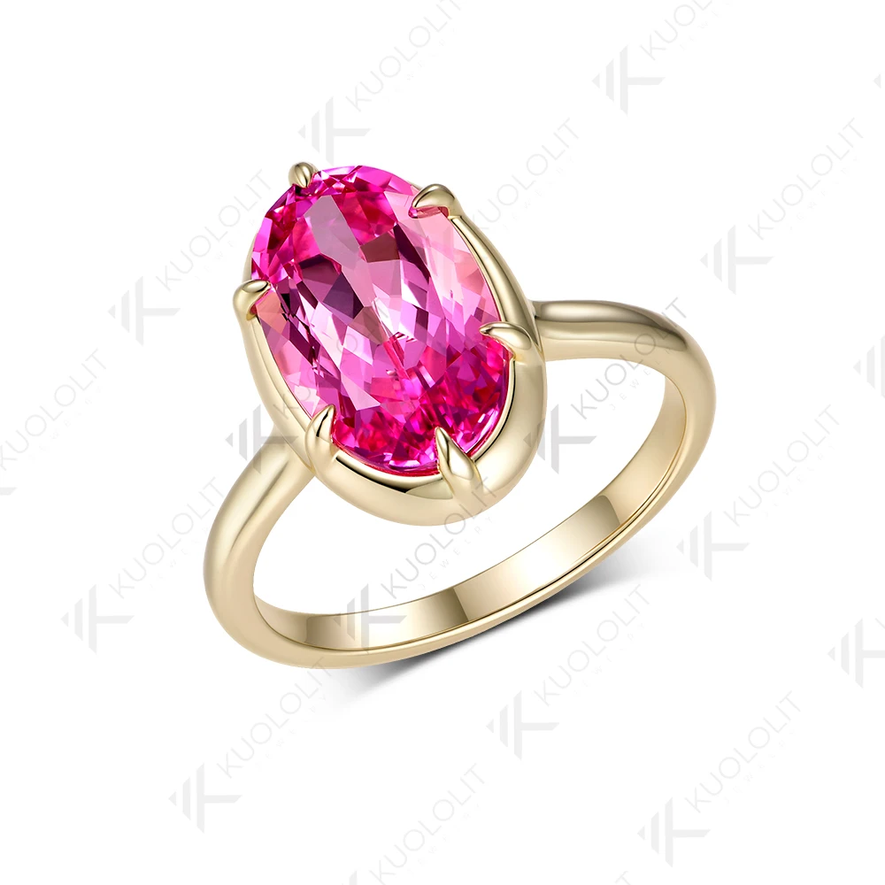 5.5CT Pear Cut Lab‑Grown Pink Sapphire Custom Ring for Women, 10K/14K Solid Yellow Gold Luxury Fine Jewelry, Anniversary Birthday Christmas Engagement Gift