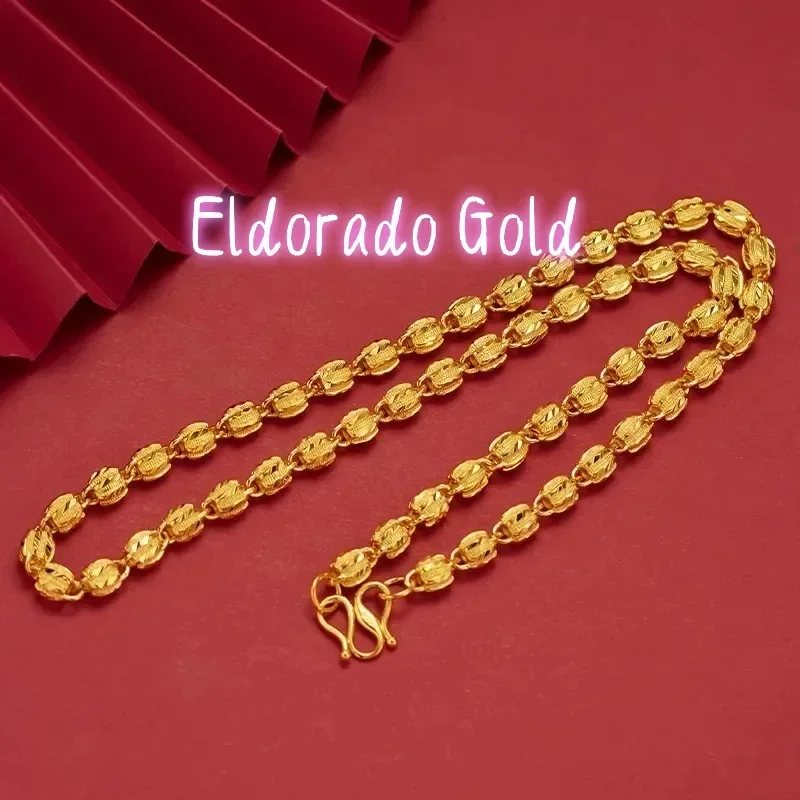 

Золотое ожерелье Eldorado Luxury 24K 9999 из чистого золота для мужчин, модное, с элементами из орехового дерева