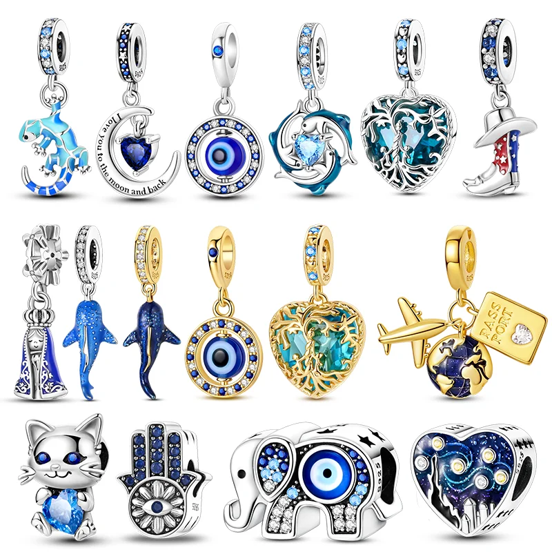 Neue Original-Charm-Perlen aus 925er Silber, Elefant, Katze, Baum des Lebens, Anhänger für Armband, für Frauen und Mädchen, feiner DIY-Schmuck, Geschenk