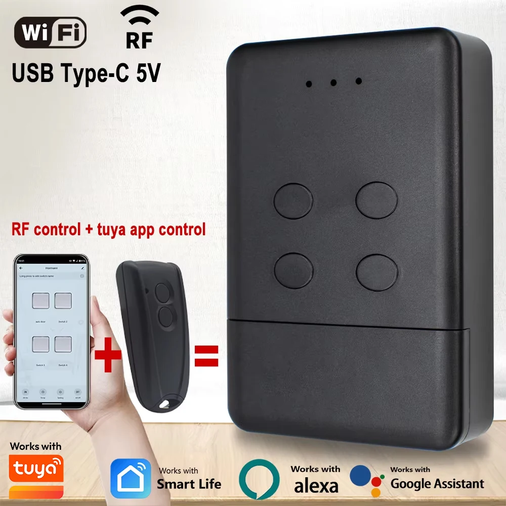 Smart Wifi RF 2 in 1 Garage Door Remote Control For RSC2 RSE2 433 Hand Transmitter Controller Type-c 5V Share Function Alexa