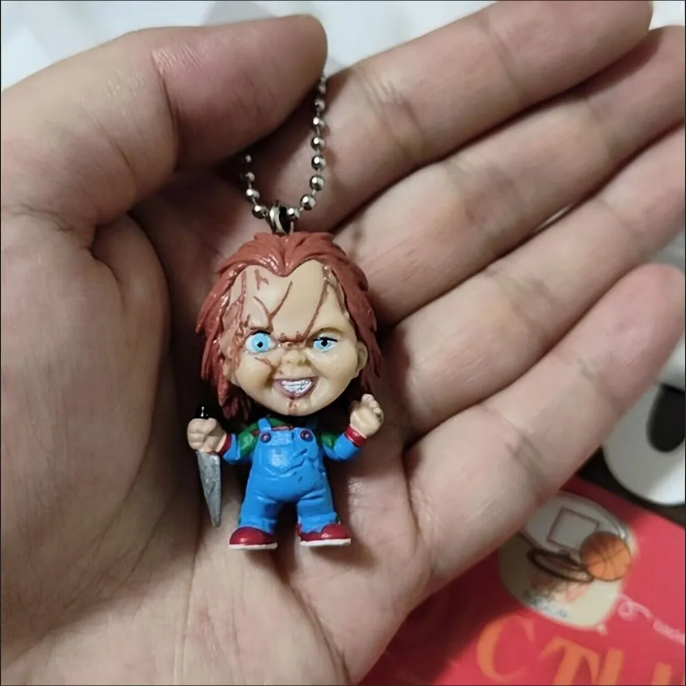 Movie Chucky Halloween PVC Keychain Ball Key Chain Mini Keychains Keyring Keyholder Small Pendant Kids Gifts