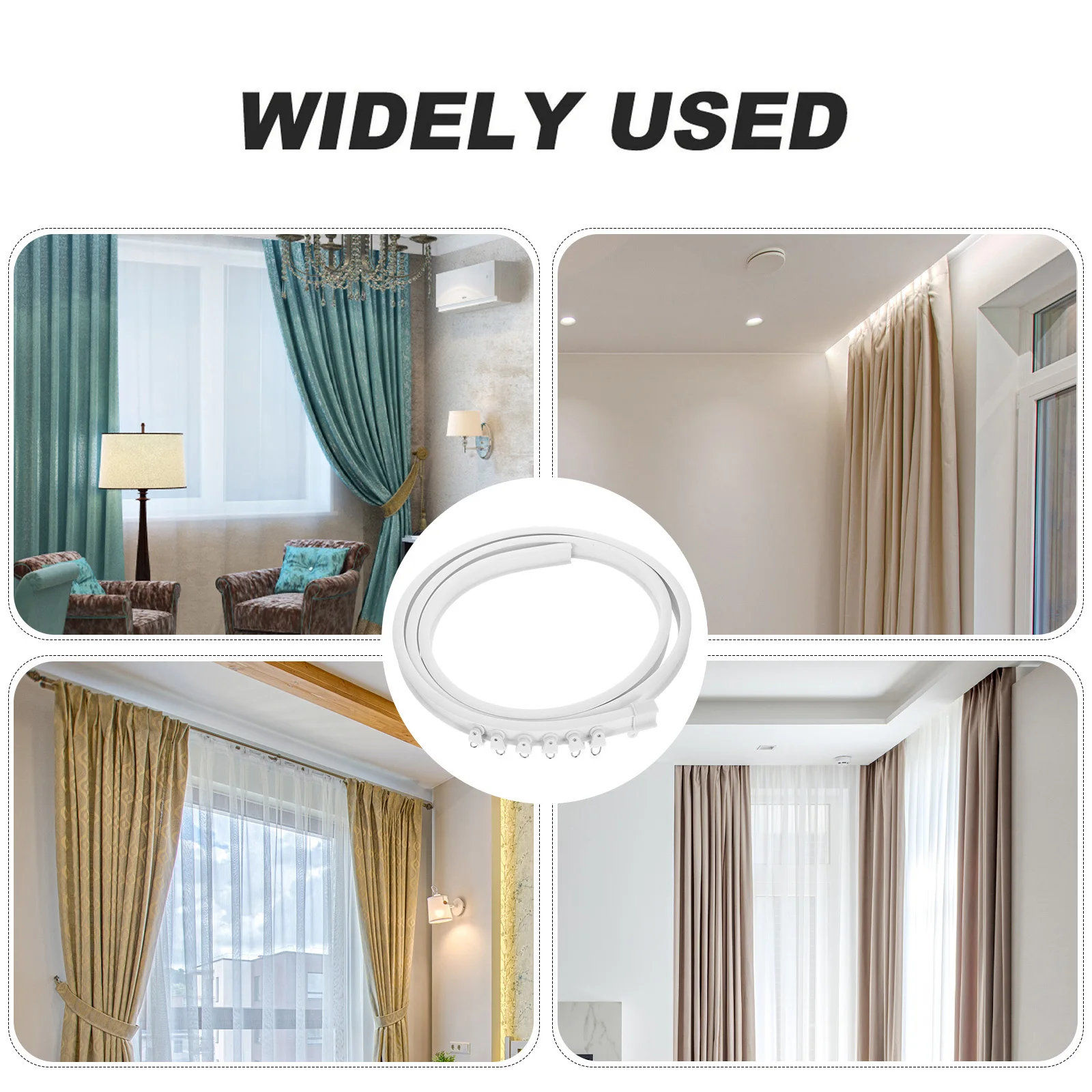 

1Set Ceiling Curtain Track Flexible Bendable Curtain Slider Track Kit Ceiling Mount Room Divider Roller Silent Rails