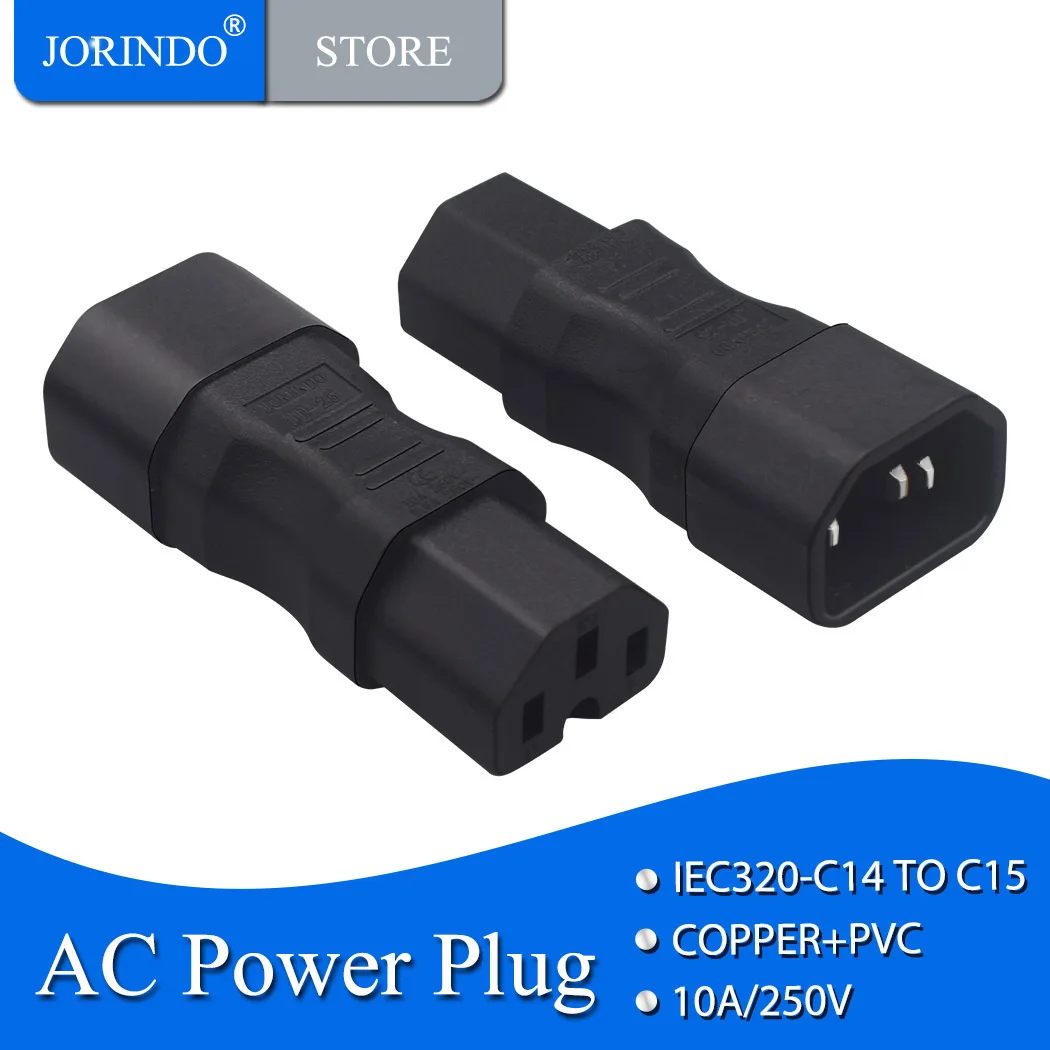 Jorinдо 1 шт., IEC320 C14 к C15,IEC320 C14 штекер к C15 гнездовой адаптер питания, штекер Конвертер Разъем удлинитель