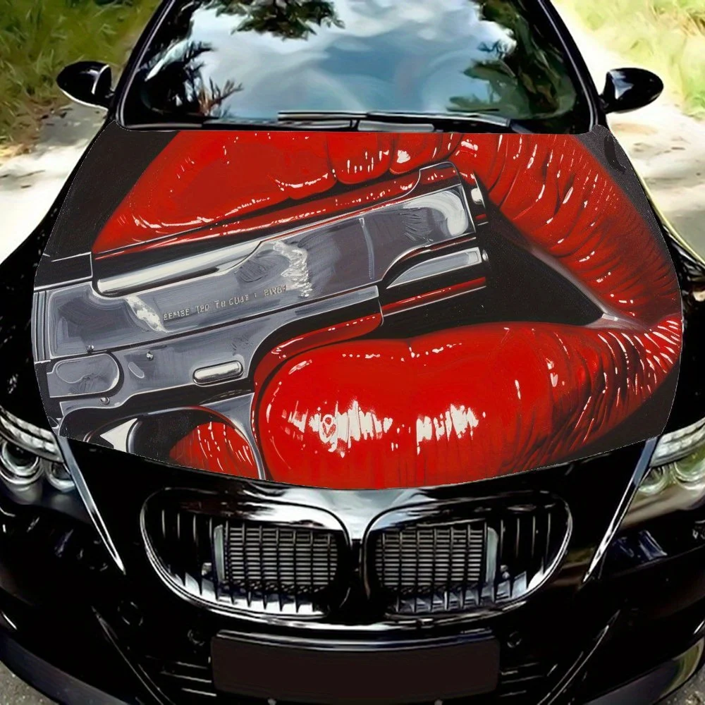 

Наклейки на капот автомобиля Street Attitude Red Lips, водонепроницаемые самоклеящиеся, устойчивые к царапинам, легко приклеиваемые, прочные автомобильные наклейки из ПВХ