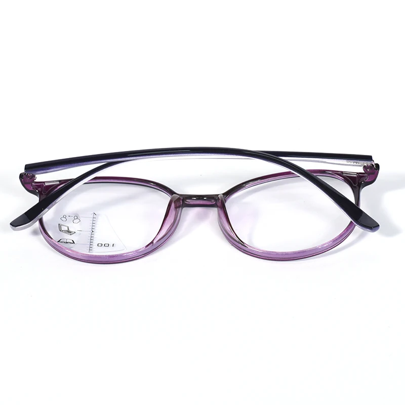 Lila Farbe Progressive Multifokale Lesebrille Damen Ultraleichter runder Rahmen Tragen Sie leicht für Frauen TR90 +125 + 175 + 225 – Detail 4