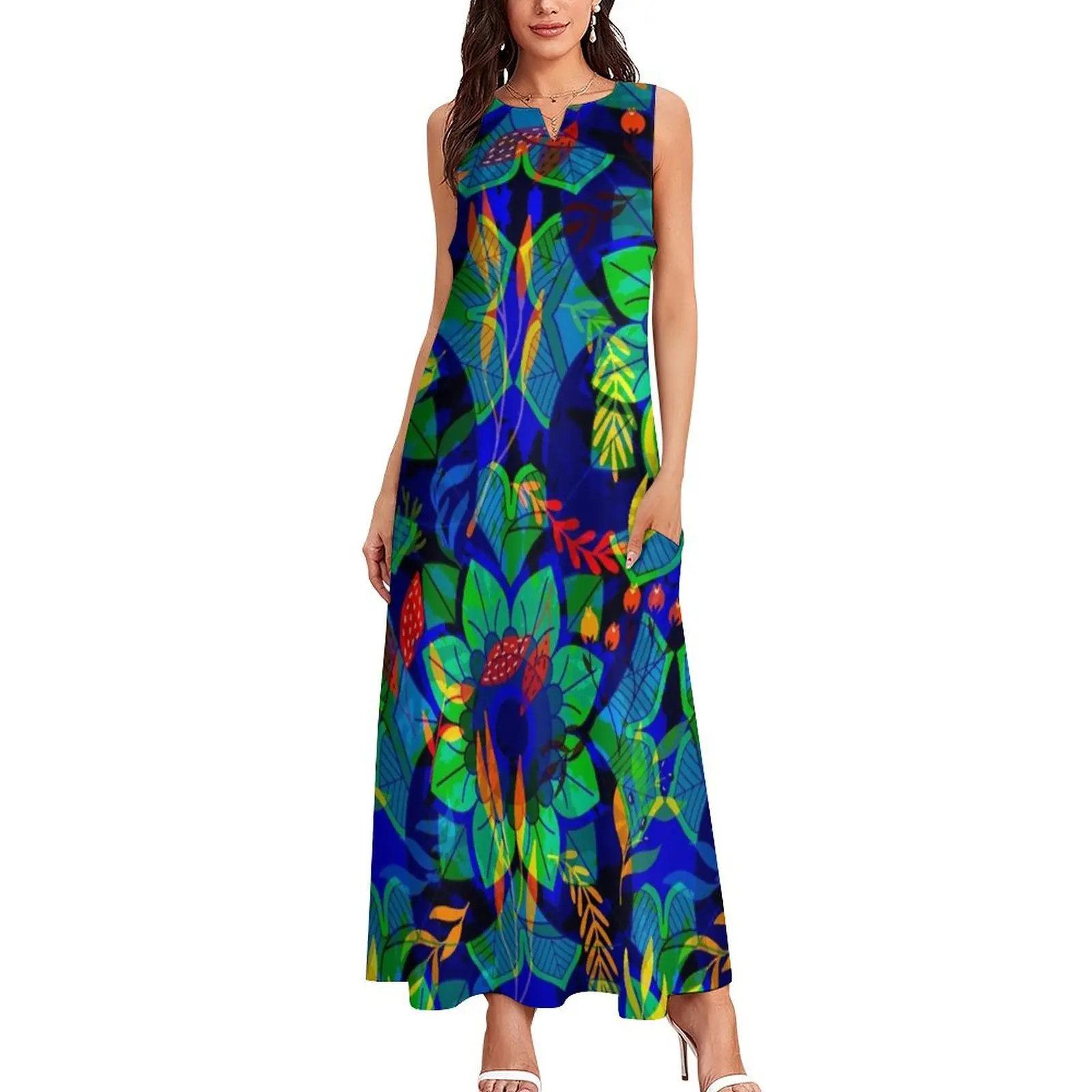 Balinese Tropical Abstract Long Dress women"s summer dresses 2024 dresses women summer 2024 Long veiled dresses