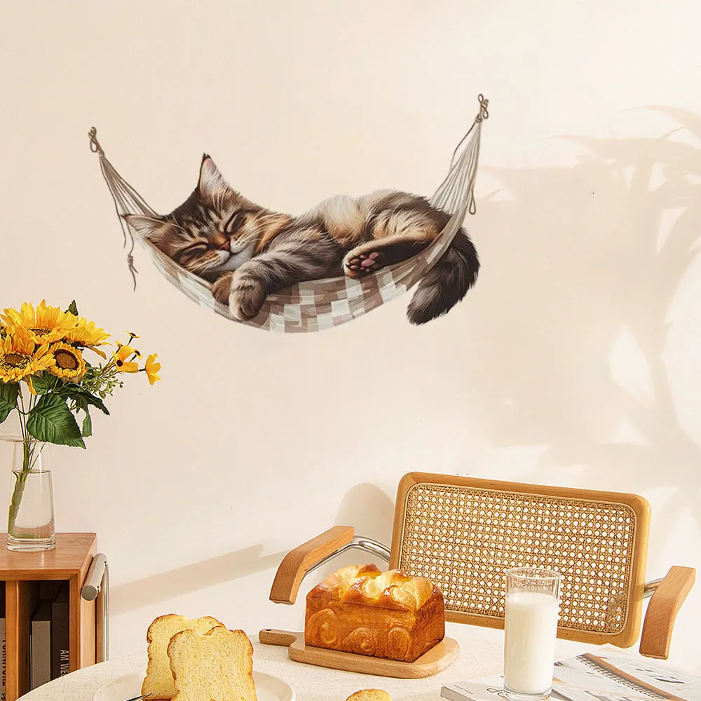 Pegatinas de pared de PVC desmontables creativas, pequeño castor, flor, gato, decoración, embellecer pegatinas de habitación