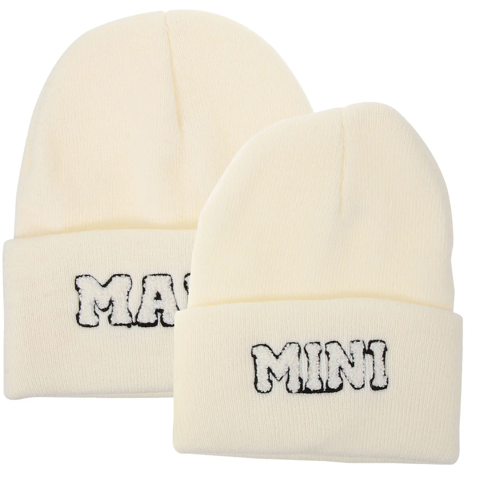 

2 шт. зимние вязаные шапки для взрослых и детей с декором в виде букв, мягкие, приятные для кожи, зимние шапки для женщин и детей, для использования на улице