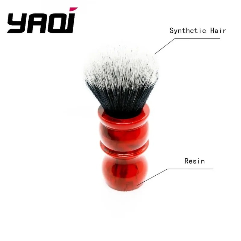 YAQI Retro Red 26mm Men's Shaving Brush Red Marble Tuxedo Design Premium Hair Grooming Tool for Facial Hair Care