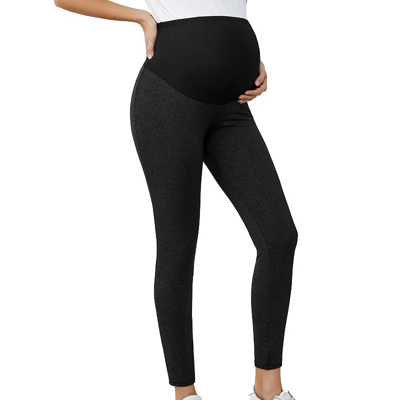 Leggings de maternidade de cintura alta para gestantes, apoio do ventre, calças magras para gravidez, corpo, roupas tricotadas, moda