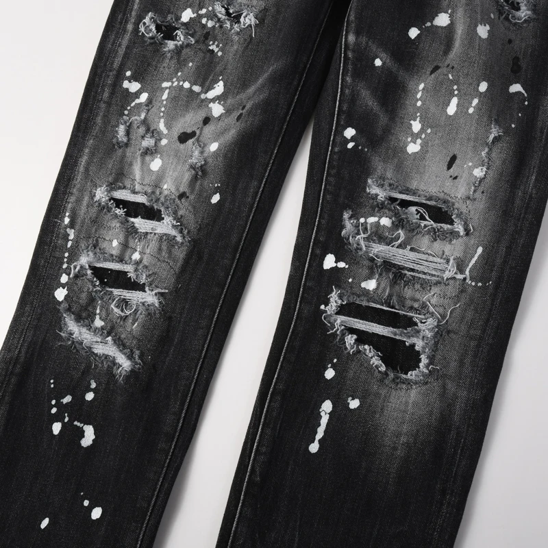 

Мужские джинсы Street Designer Fashion: ретро, черные, серые, стрейч, слим-фит, с эффектом потертости, рваные, брендовые, деним, в стиле хип-хоп