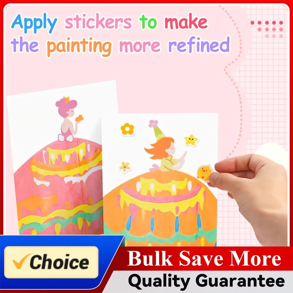 Magic Rainbow Scratch Paper Art Set Creative Squeegee Painting Kit DIY Postcards Scratch Arts for Beginner Toddlers