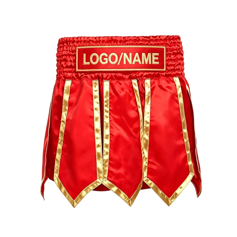 Custom Muay Thai Boxing Shorts with Personalized Logo Name Satin Kickboxing Fight Training Competition Trunks for Men Women Kids