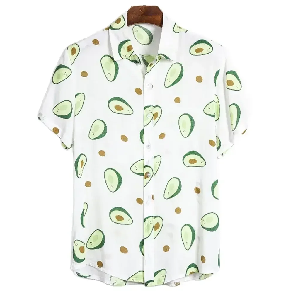 2024 Hawaiian Shirts Men's 3D Lemon Printing Short Sleeve Quick Dry Beach Loose Casual Holiday Party Men's Oversized Shirt Tops