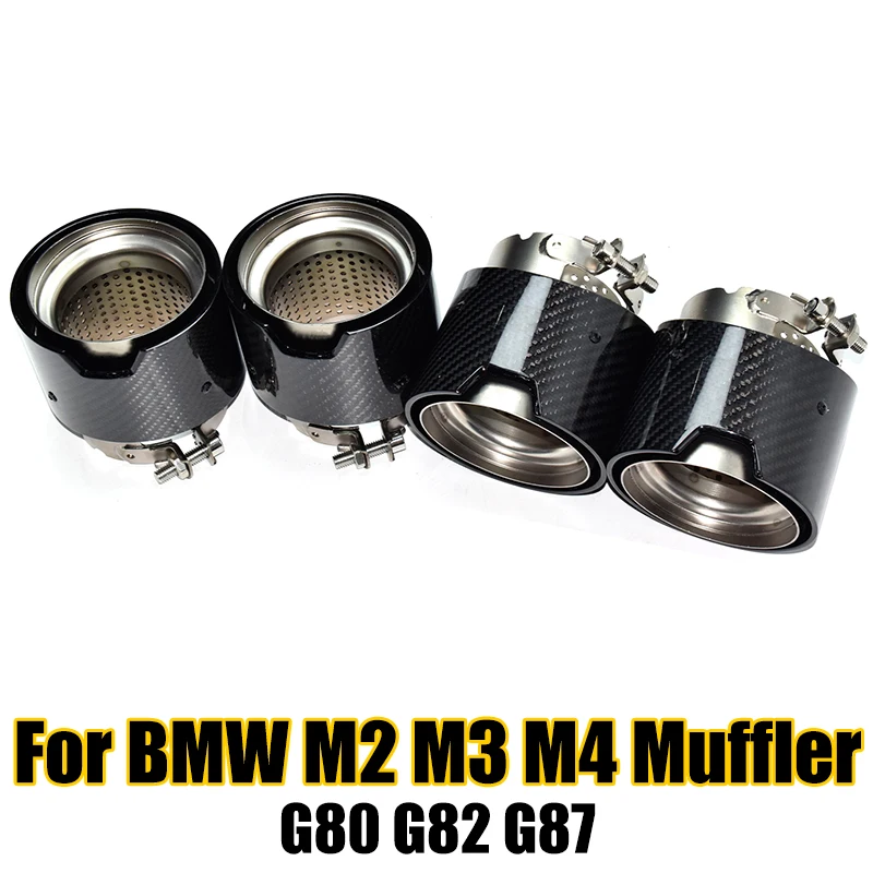 4 pieces Carbon Fiber MP Black Muffler Tip Exhaust Upgrade for BMW M2 M3 M4 G80 G82 G87