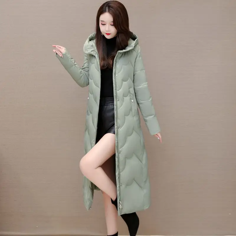 Women Mid-Length Parkas 2023 New Winter Thickening Cotton Clothes Coat Casaco De Inverno Jacket Zipper Long Parkas