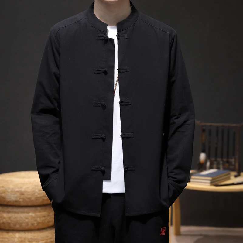 

Spring New Sle Men's Long Sve Embroidered irt Stand Collar Button up Casual Cotton Faion Urban Youth Faion irt