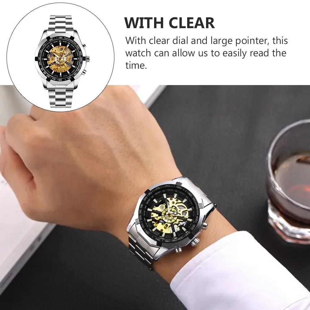 Hollow Mechanical Zinc Men Business Watch Alloy Luminous Wristwatch for Men Business Watch Waterproof