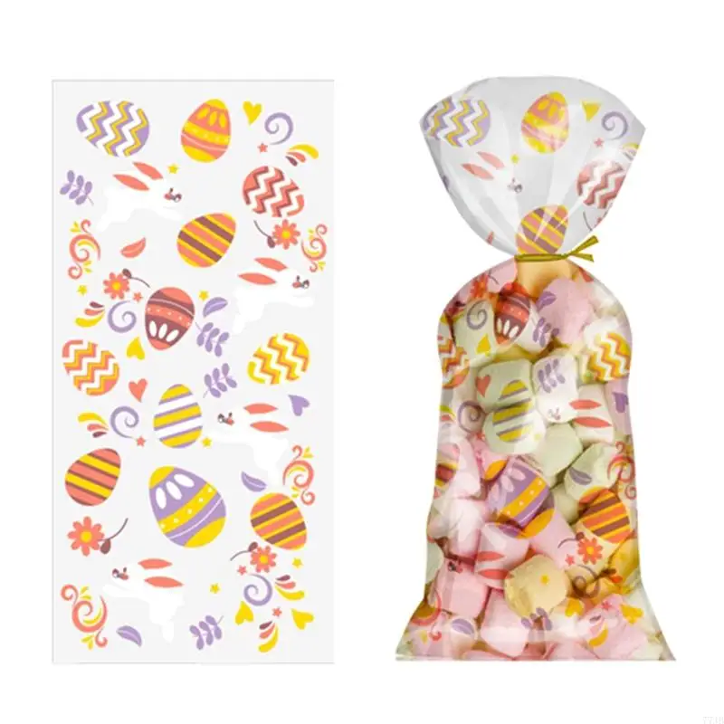 77JB 100 PCS Easter Cellophane أكياس مع Twist Ties Holiday Favor Treat Pegh Lape for Chocolate Facs Cookie Place Hight