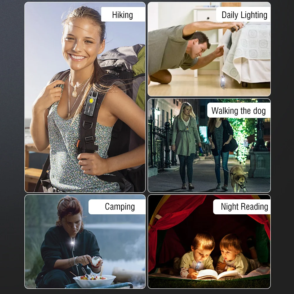 New Multifunction COB Keychain Light Mini Flashlight Portable Torch Outdoor Rechargeable Mini Keychain Lamp for Camping Hiking