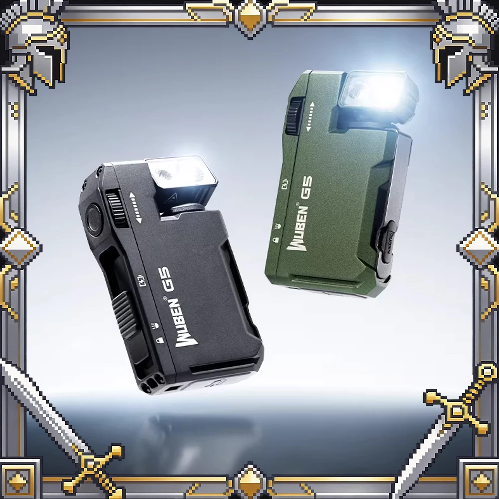 

Перезаряжаемый EDC-фонарь WUBEN G5, 400 люмен, с двумя источниками света, мини-фонарь с RGB-подсветкой, портативный карманный фонарь