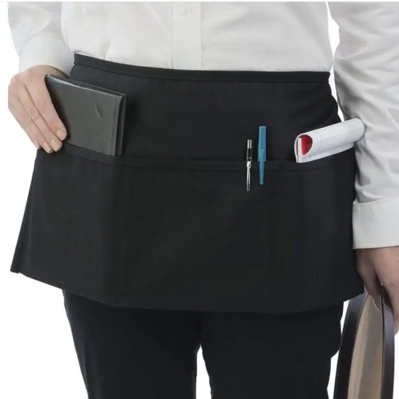 Durable Single-Piece Canvas Half Apron with Extended Waistband, Ideal for Kitchen and Waitressing Jobs