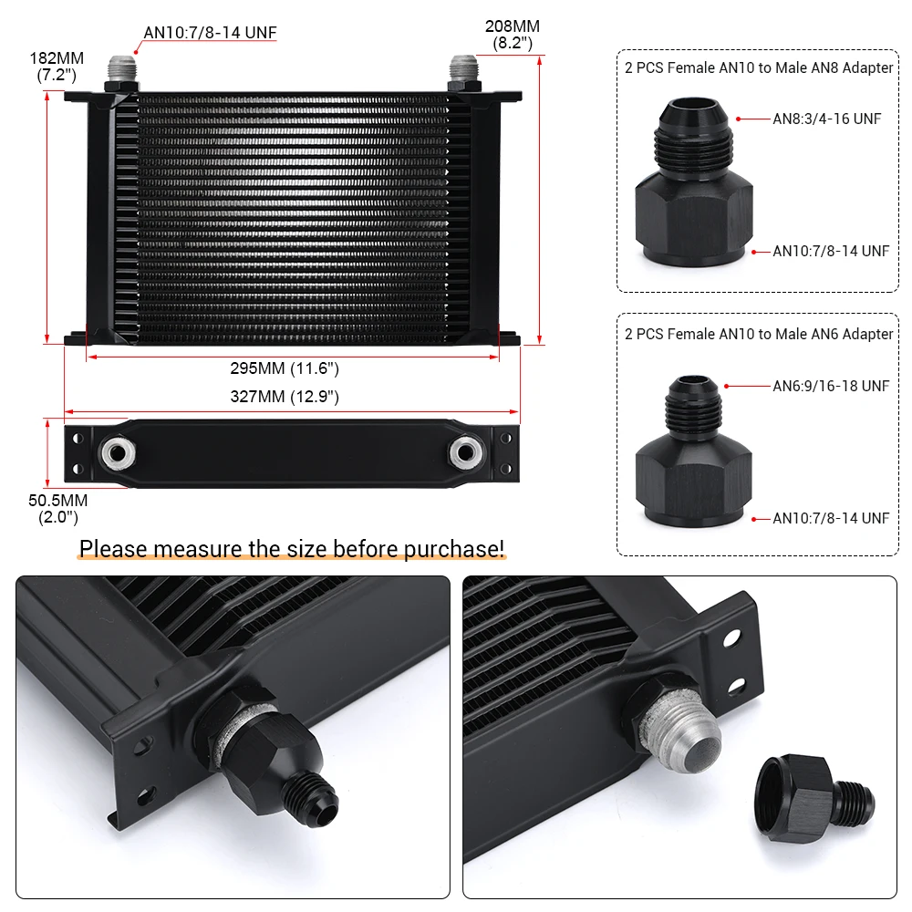 PQY - 25 Rows AN-10AN Universal Oil Cooler Engine Transmission Oil Cooler Kit PQY7025