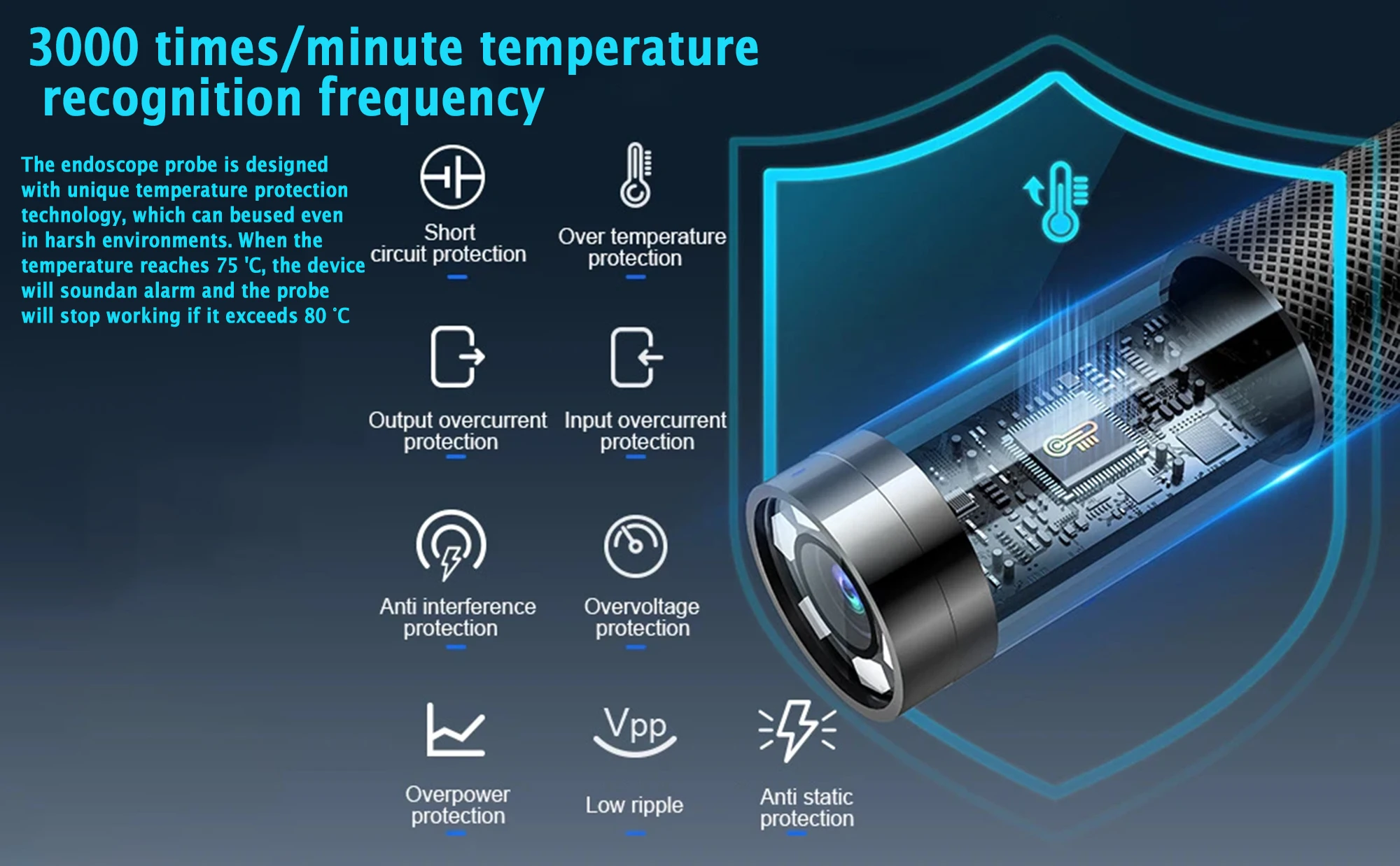 6mm720 Degrees All Way Steering Industrial Endoscope for Car Pipe Inspection Sewer Camera Borescope With 5 Inch HD Screen