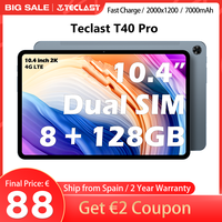 Teclast 10,4 inch T40 Pro tablet 8gb RAM ROM 128GB Android 11/12 7000mAh fast charging 2000x1200 UNISOC T618/T616 8 cores 4G network, Wifi, 13MP + 8MP