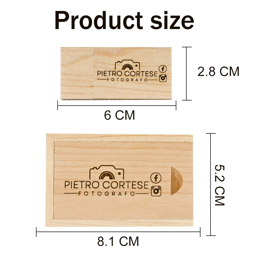 50PCS LOT Wooden USB Flash Drive 128GB Free Custom Logo Memory Stick 64GB Creative Gift Box Pendrive 32GB Real Capacity U Disk