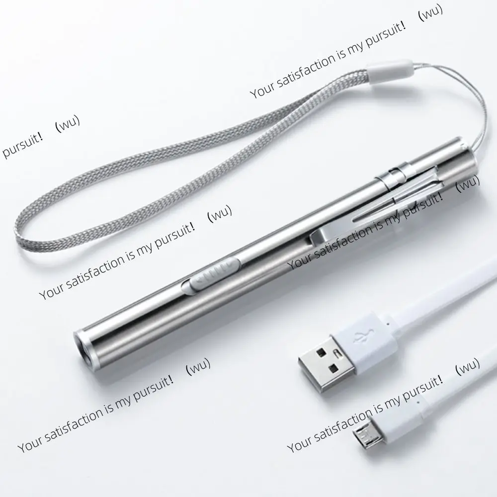 Mini Portable Handy LED Pen Light Flashlight USB Rechargeable Energy-saving Dentist Nurse Torch Stainless Steel Clip