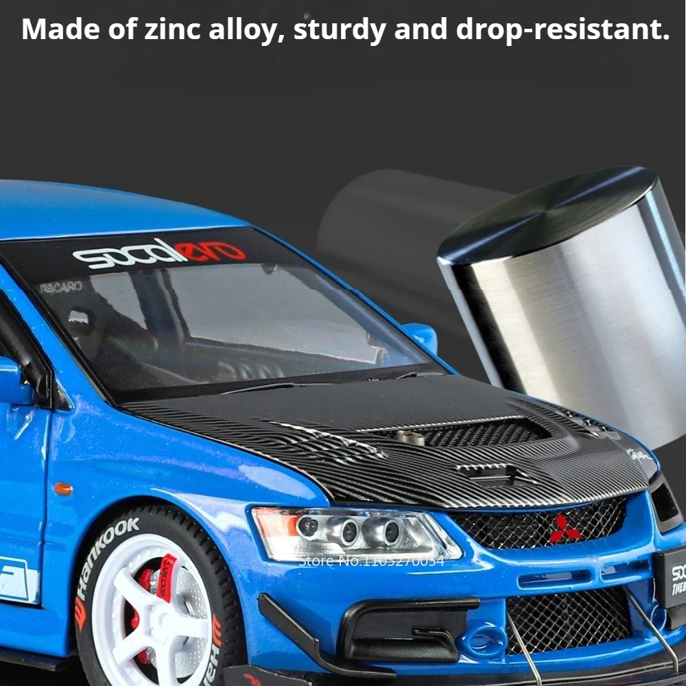 1:24 Mitsubishi Lancer Evolution IX modelo de aleación Diecast coche de juguete absorción de impacto sonido luz extraíble vehículo decoración de escritorio