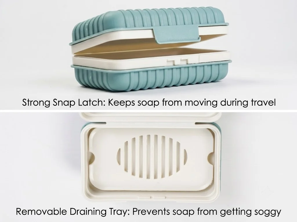 Square Soap Box with Lid, Essential Household Drainable Soap Box