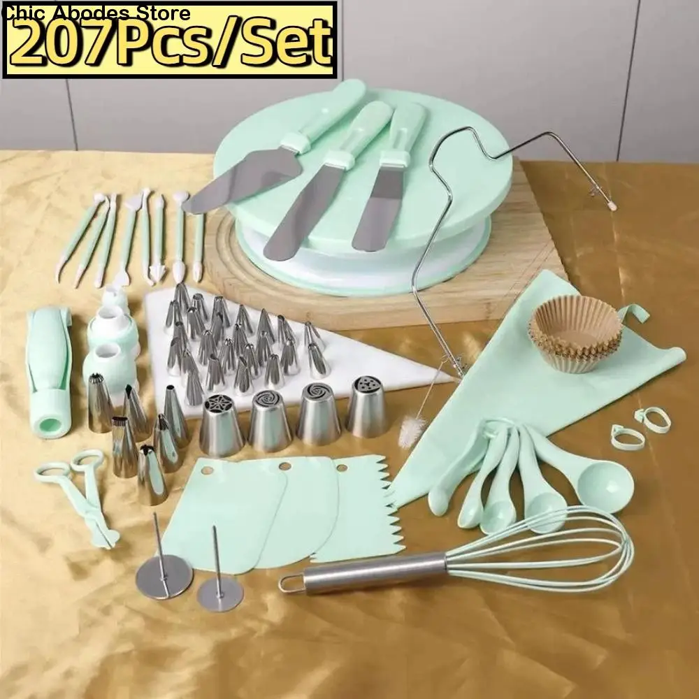 

Профессиональный набор инструментов для украшения торта, 207 шт., многофункциональный, легко чистящийся, насадка для труб, набор сумок для труб, креативный, нержавеющий