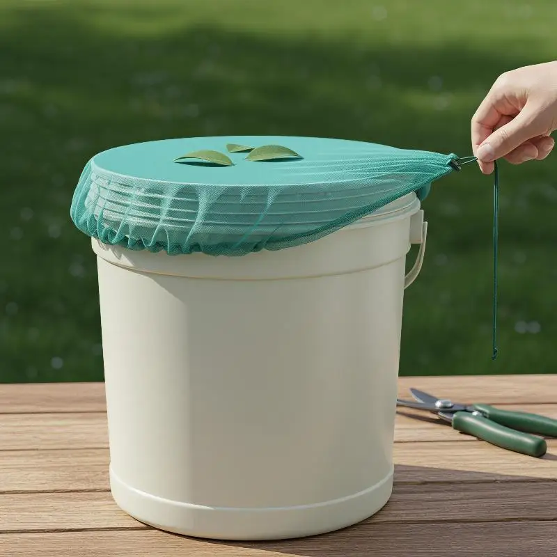 Weather Resistant Elastic Mesh Bucket Cover Dust Insect Proof Water Tank Protector for Outdoor Yard Water Storage Tank