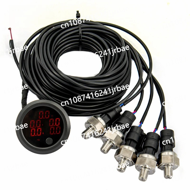 Universal Five in One Display Air Suspension Pressure Gauge BAR PSI Air Suspension With 5 Pieces 1/8NPT Electrical Sensors