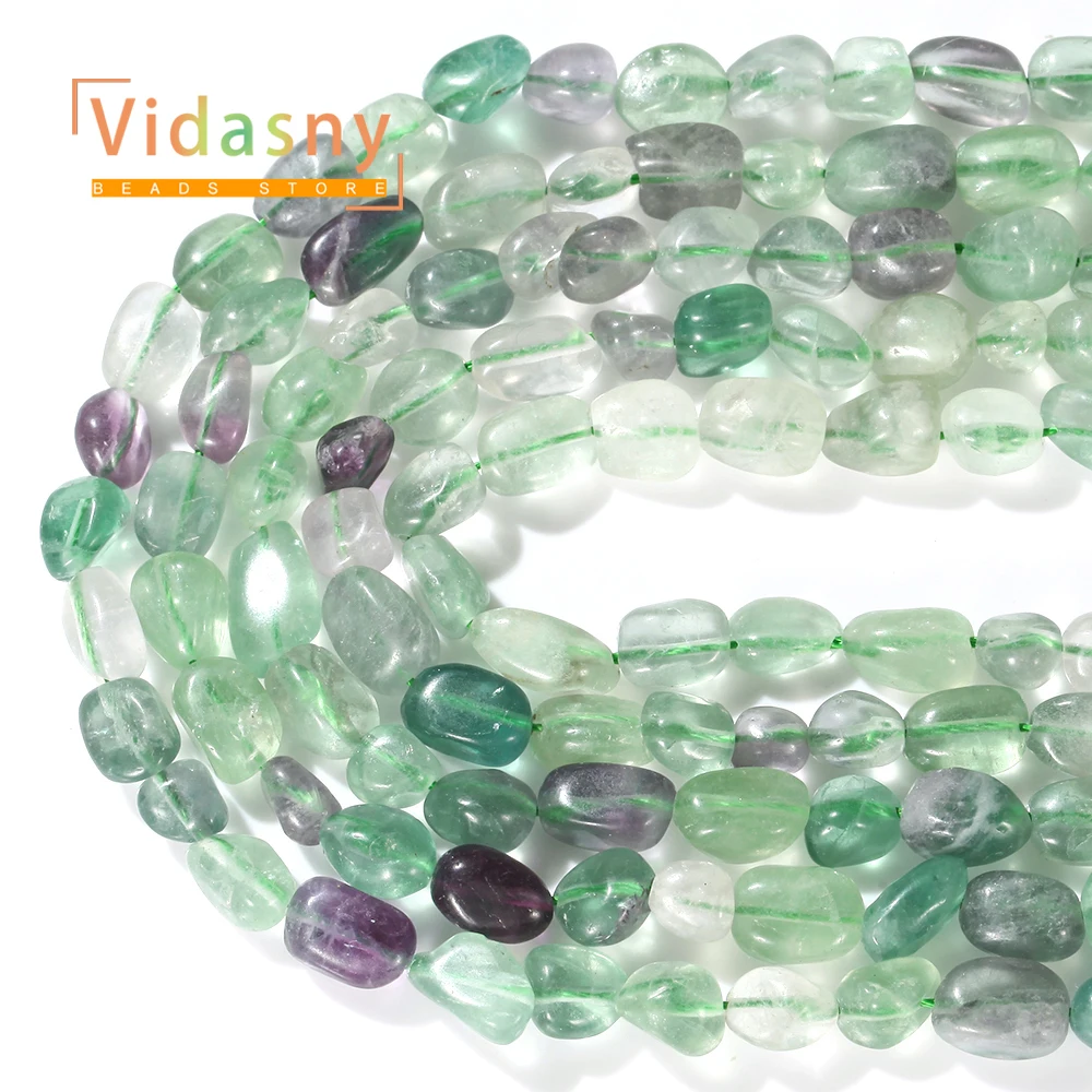 8-10mm Naturstein Grüner Fluorit Unregelmäßige Ovale Lose Perlen für Schmuckherstellung Handgefertigte DIY Armbänder Zubehör – Detail 4