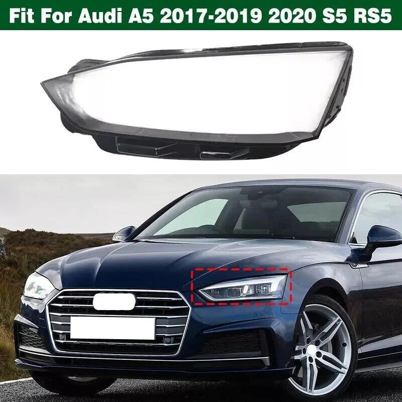 Left Headlight Lens Lampshade Shell Cover Cap Glue For Audi A5 S5 RS5 2017-2020