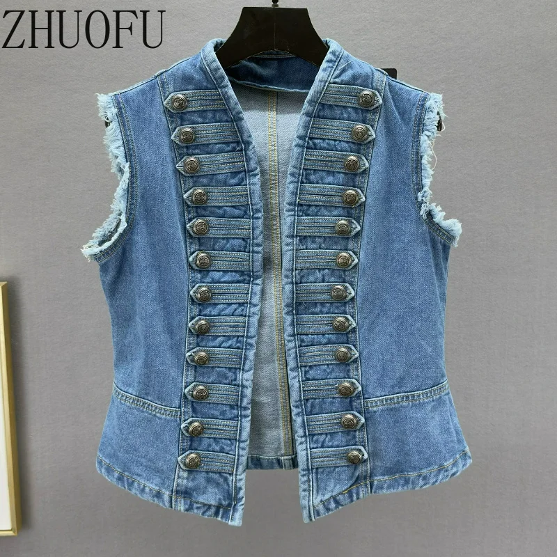 Autumn 2026 New Slimming Thin Versatile Vests Jackets Ladies Retro Design Sweet Cool Sleeveless Women's Denim Vest Short Coat