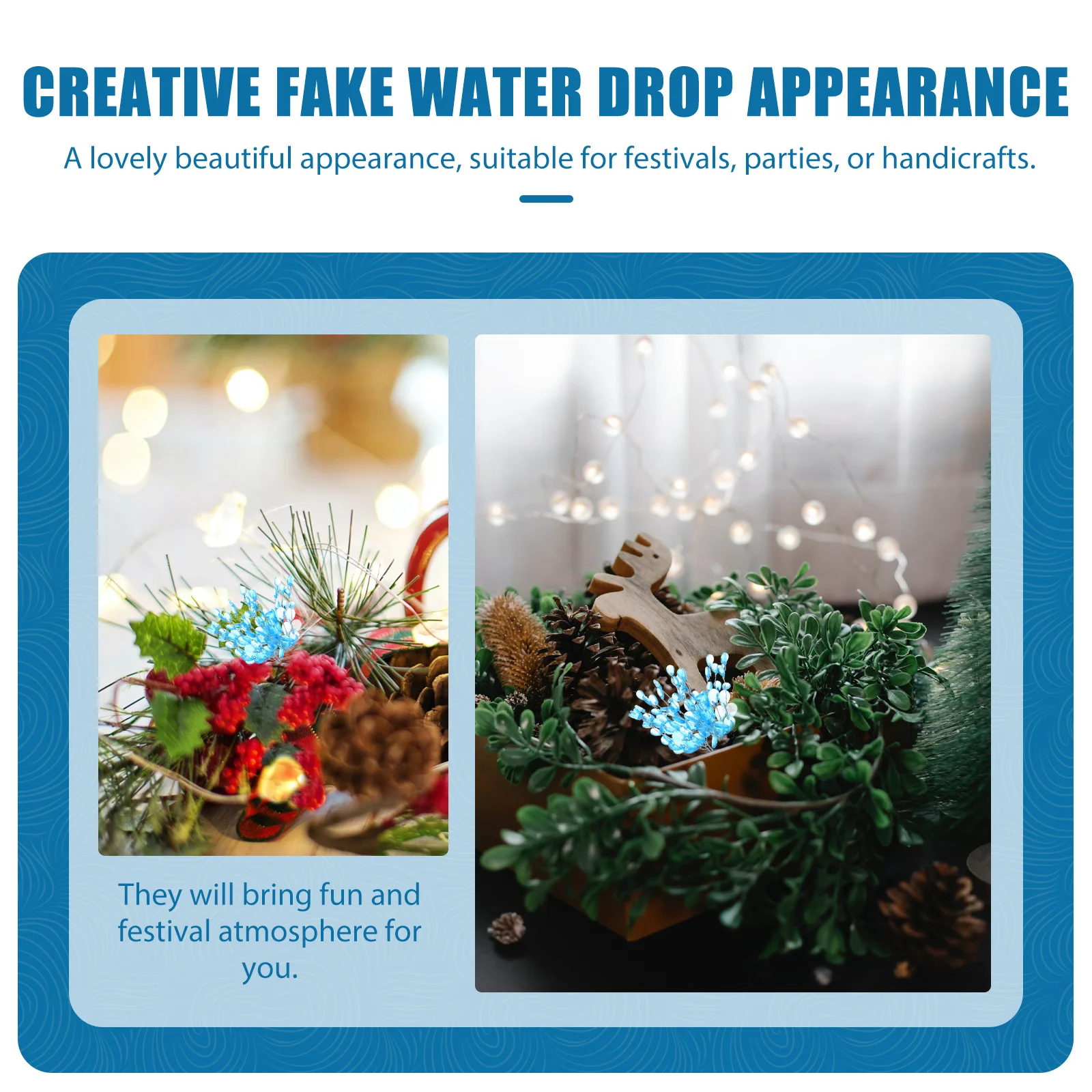 

50 Pcs Tree Cuttings Blue Water Drop Decor DIY Supplies Fake Branch Xmas Xmas Decor Branch Ornament Party Crafts