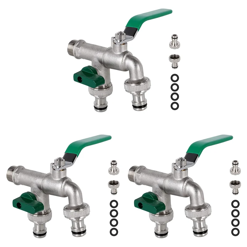 

B23B 3 компл. 1/2 дюйма двойной выпускной кран защита от ржавчины и мороза латунный кран с двойным соединением и насадкой для шланга