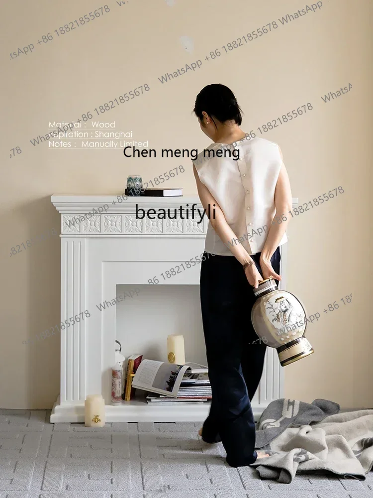 X Medieval ivory white fireplace decorative storage medieval side cabinet