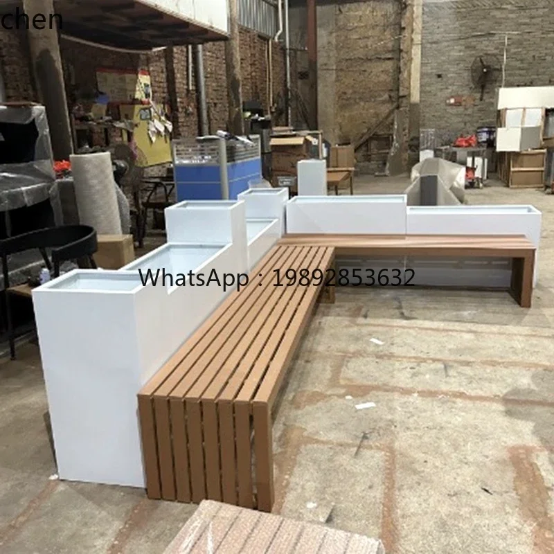 ww24outdoor stainless steel seat flower box seat combination flower bed wrought iron planting slot partition flower stand
