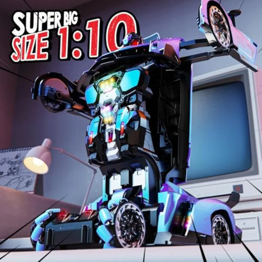 RC Car For Outdoor Play, ABS Plastic, Red And Black, One-Button Transform To Robot With Gesture Sensing And LED Lights