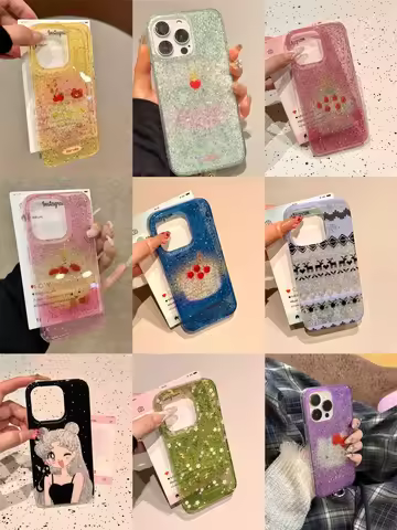 White cake Luxury sequins Phone Cases For Samsung galaxy s25 s24 s24plus s24ultra s23 s22 s21 s21fe s23fe s20 s20fe Case