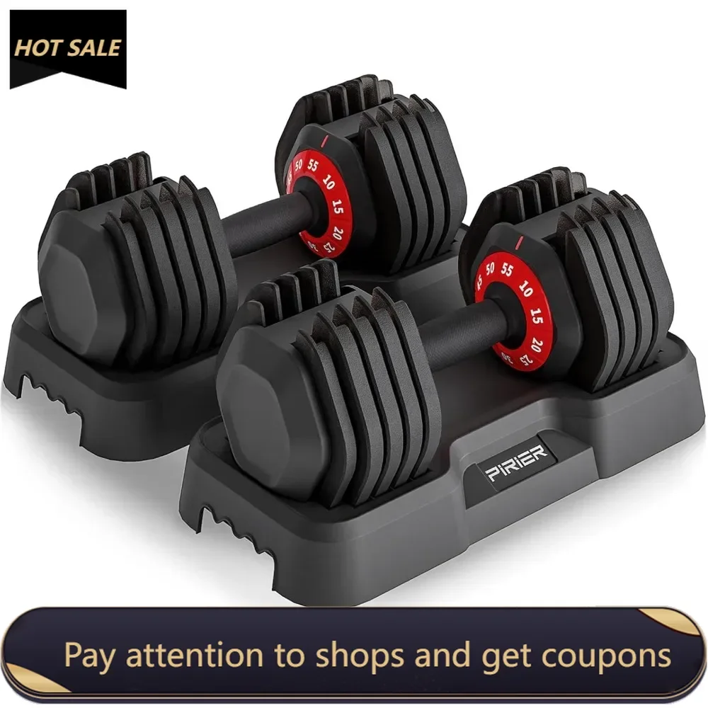 Adjustable Dumbbell 55LB Single Dumbbell Weight，10-in1 Weight Dumbbell with Anti-Slip Metal Handle for Full Body Workout Fitness